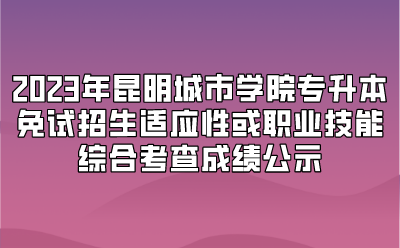 2023年昆明城市學(xué)院專升本免試招生適應(yīng)性或職業(yè)技能綜合考查成績公示